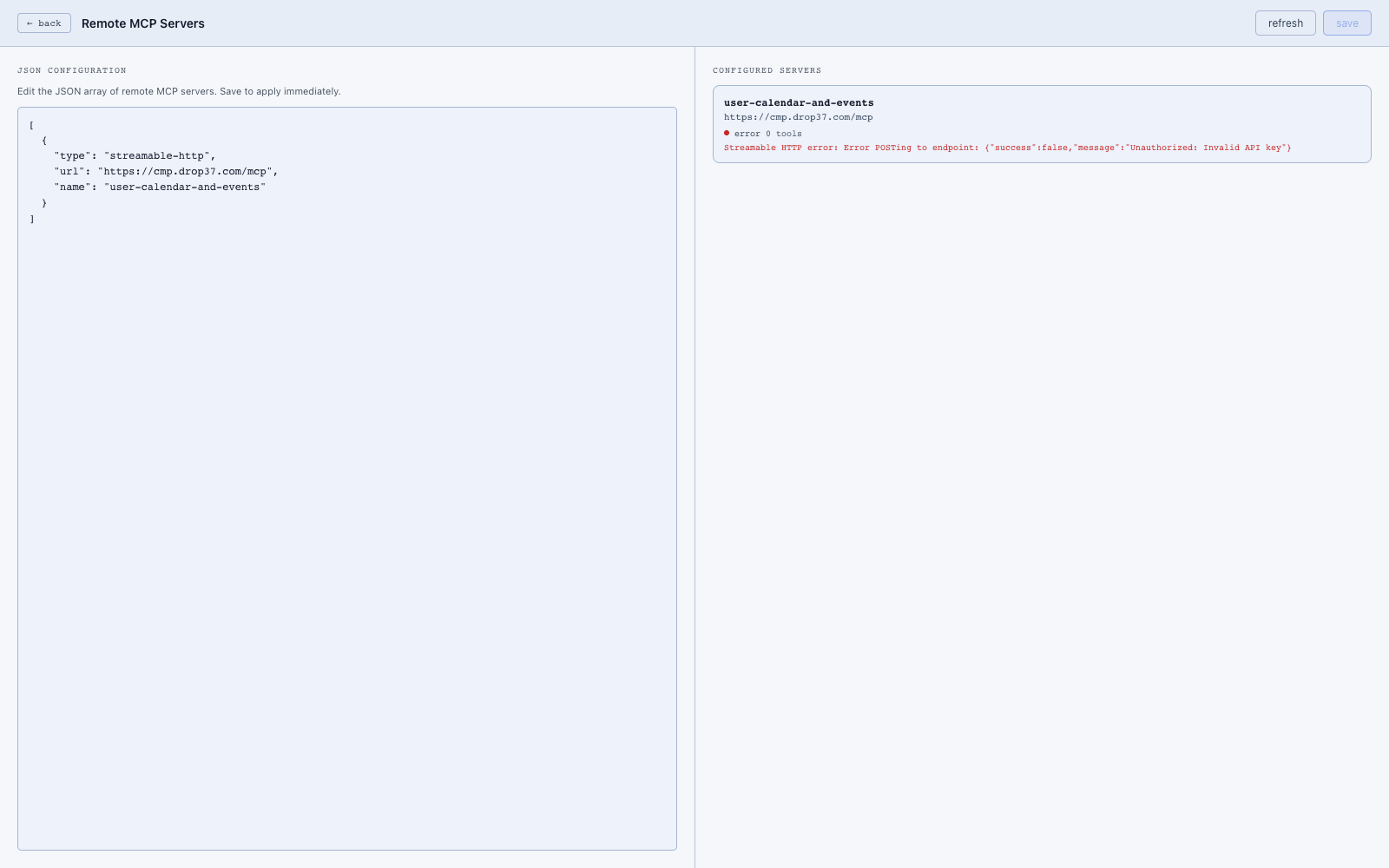 MCP servers UI